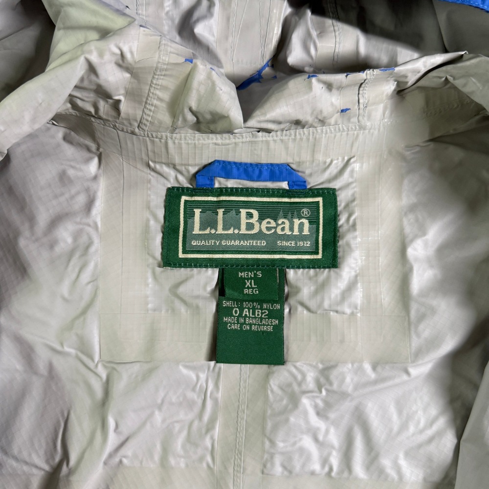 LL Bean Men's XL Blue Lightweight Hooded Rain Jacket Coat (read) - Picture 5 of 11